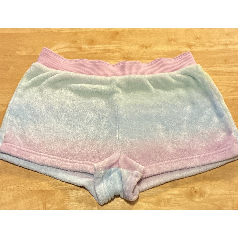 PINK Womens Plush Fleece Athletic Shorts M Multicolor Tie Dye Elastic Waist